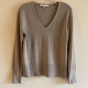 LOFT Women's Soft Taupe V-Neck Sweater Size Medium